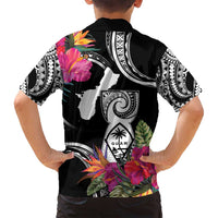 Hafa Adai Guam Family Matching Long Sleeve Bodycon Dress and Hawaiian Shirt Polynesian Tattoo Tropical Flowers LT05 - Polynesian Pride