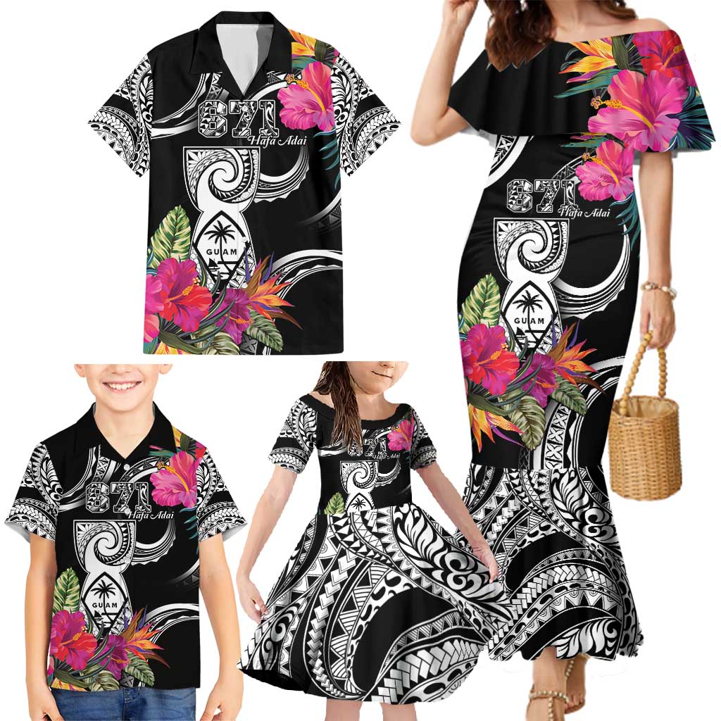 Hafa Adai Guam Family Matching Mermaid Dress and Hawaiian Shirt Polynesian Tattoo Tropical Flowers LT05 - Polynesian Pride