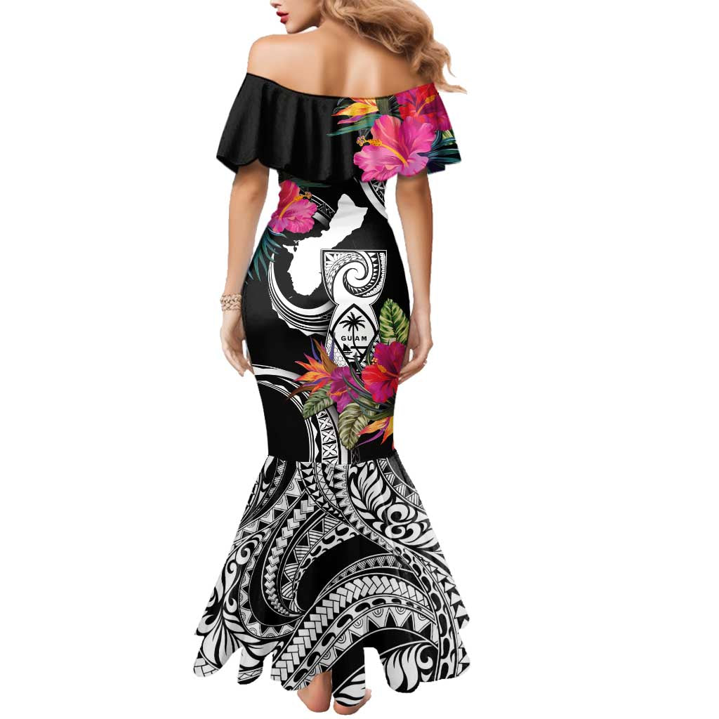 Hafa Adai Guam Family Matching Mermaid Dress and Hawaiian Shirt Polynesian Tattoo Tropical Flowers LT05 - Polynesian Pride
