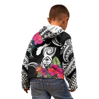 Hafa Adai Guam Kid Hoodie Polynesian Tattoo Tropical Flowers