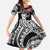 Hafa Adai Guam Kid Short Sleeve Dress Polynesian Tattoo Tropical Flowers