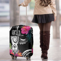 Hafa Adai Guam Luggage Cover Polynesian Tattoo Tropical Flowers