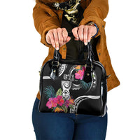 Hafa Adai Guam Shoulder Handbag Polynesian Tattoo Tropical Flowers