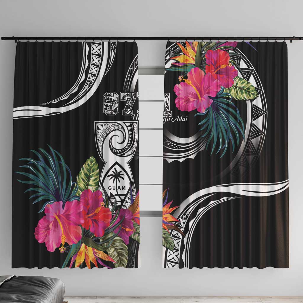 Hafa Adai Guam Window Curtain Polynesian Tattoo Tropical Flowers