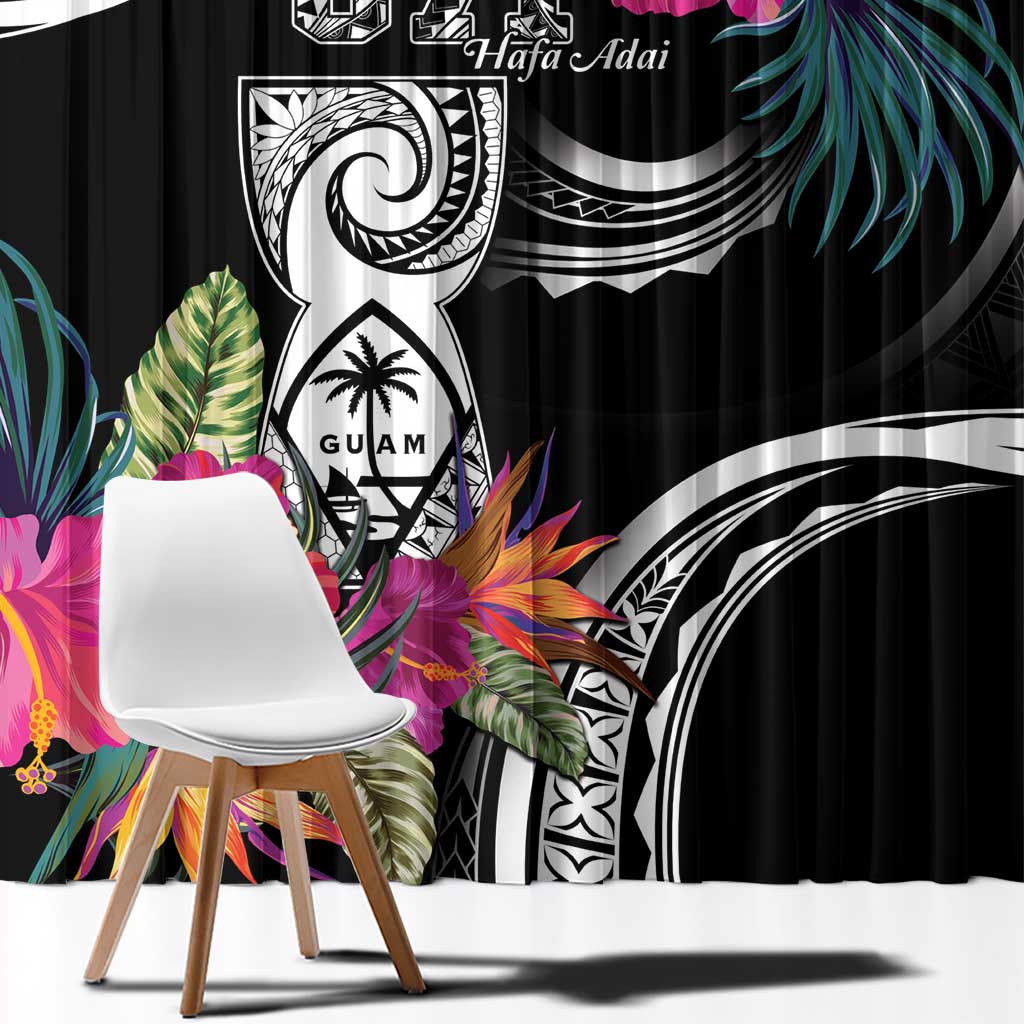Hafa Adai Guam Window Curtain Polynesian Tattoo Tropical Flowers