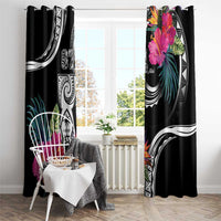 Hafa Adai Guam Window Curtain Polynesian Tattoo Tropical Flowers