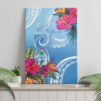 Hafa Adai Guam Canvas Wall Art Tropical Flowers Blue Gradient LT05 - Polynesian Pride