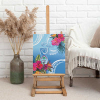 Hafa Adai Guam Canvas Wall Art Tropical Flowers Blue Gradient LT05 - Polynesian Pride
