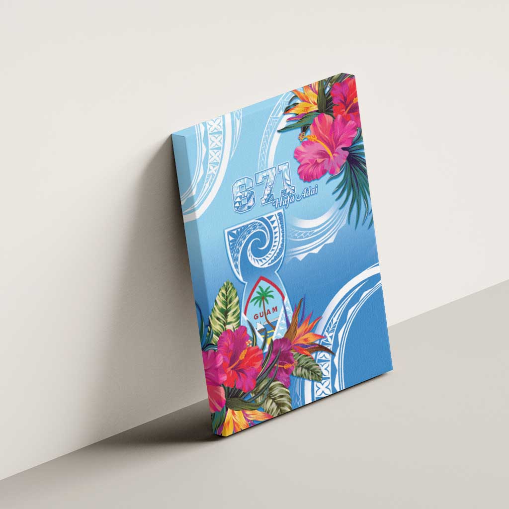 Hafa Adai Guam Canvas Wall Art Tropical Flowers Blue Gradient LT05 - Polynesian Pride