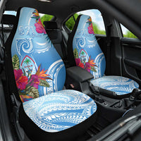 Hafa Adai Guam Car Seat Cover Tropical Flowers Blue Gradient LT05 One Size Blue - Polynesian Pride