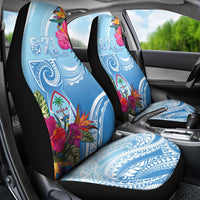 Hafa Adai Guam Car Seat Cover Tropical Flowers Blue Gradient LT05 - Polynesian Pride