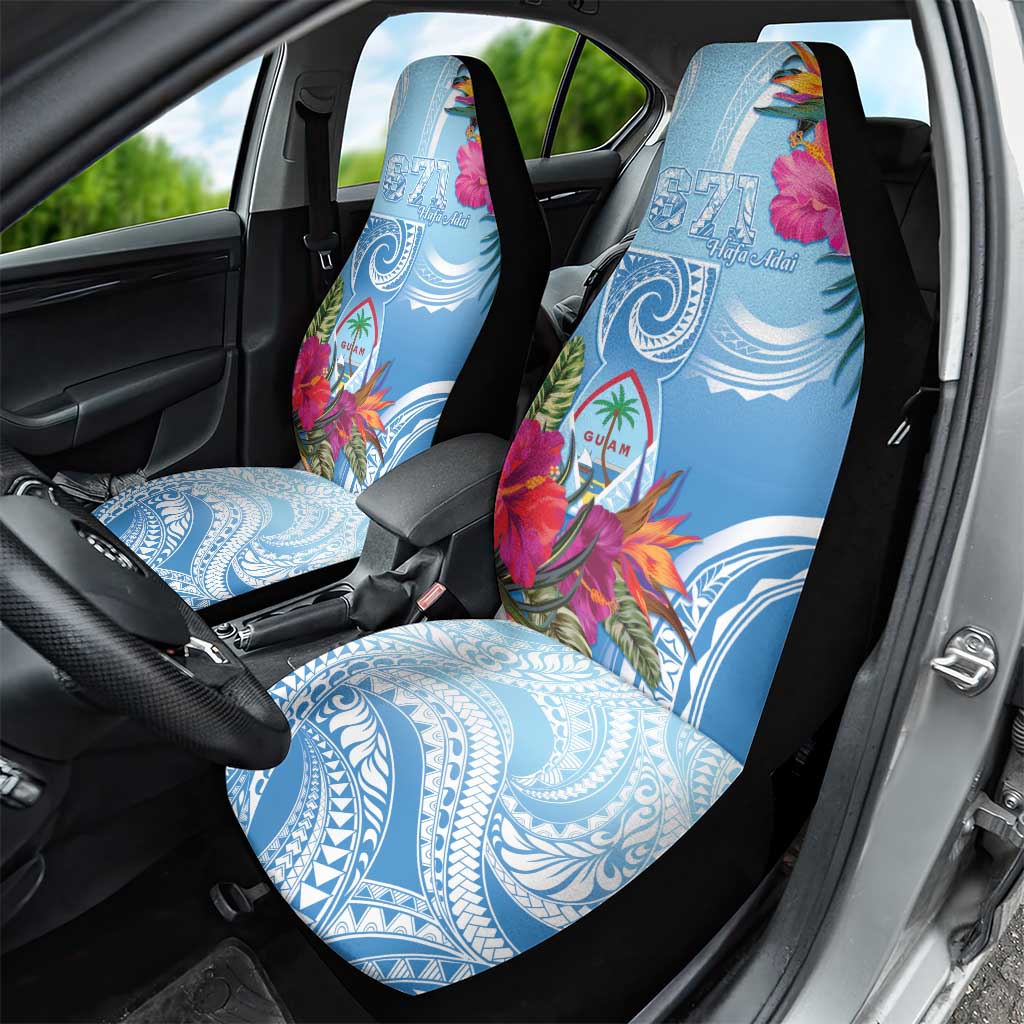 Hafa Adai Guam Car Seat Cover Tropical Flowers Blue Gradient LT05 - Polynesian Pride