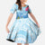 Hafa Adai Guam Family Matching Mermaid Dress and Hawaiian Shirt Tropical Flowers Blue Gradient