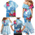Hafa Adai Guam Family Matching Mermaid Dress and Hawaiian Shirt Tropical Flowers Blue Gradient