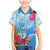 Hafa Adai Guam Family Matching Mermaid Dress and Hawaiian Shirt Tropical Flowers Blue Gradient