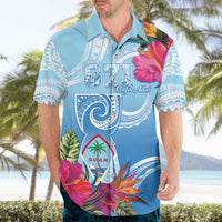 Hafa Adai Guam Hawaiian Shirt Tropical Flowers Blue Gradient LT05 - Polynesian Pride