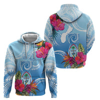 Hafa Adai Guam Hoodie Tropical Flowers Blue Gradient LT05 - Polynesian Pride