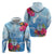 Hafa Adai Guam Hoodie Tropical Flowers Blue Gradient