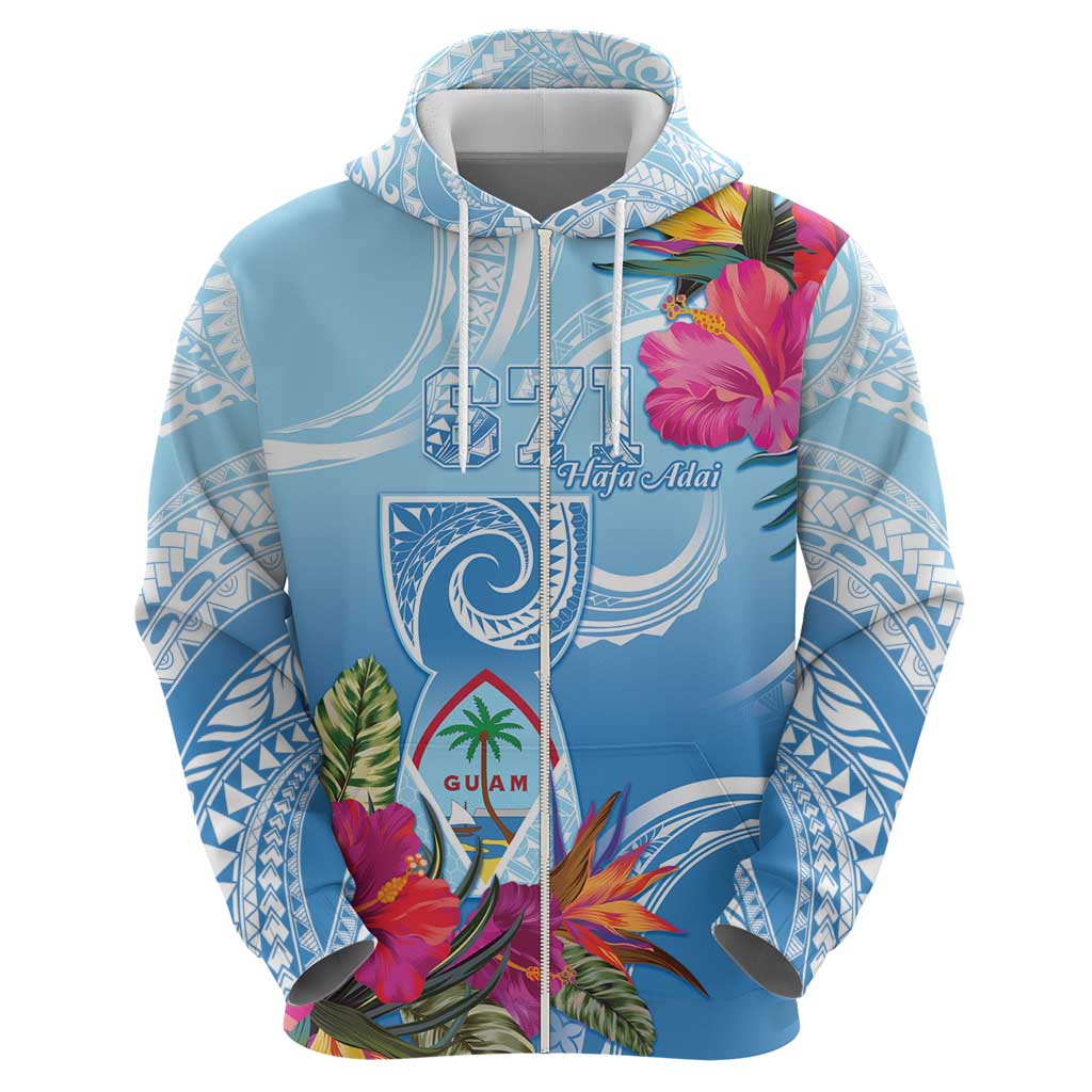 Hafa Adai Guam Hoodie Tropical Flowers Blue Gradient LT05 - Polynesian Pride