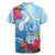 Hafa Adai Guam Rugby Jersey Tropical Flowers Blue Gradient