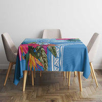 Hafa Adai Guam Tablecloth Tropical Flowers Blue Gradient LT05 - Polynesian Pride