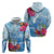 Hafa Adai Guam Zip Hoodie Tropical Flowers Blue Gradient