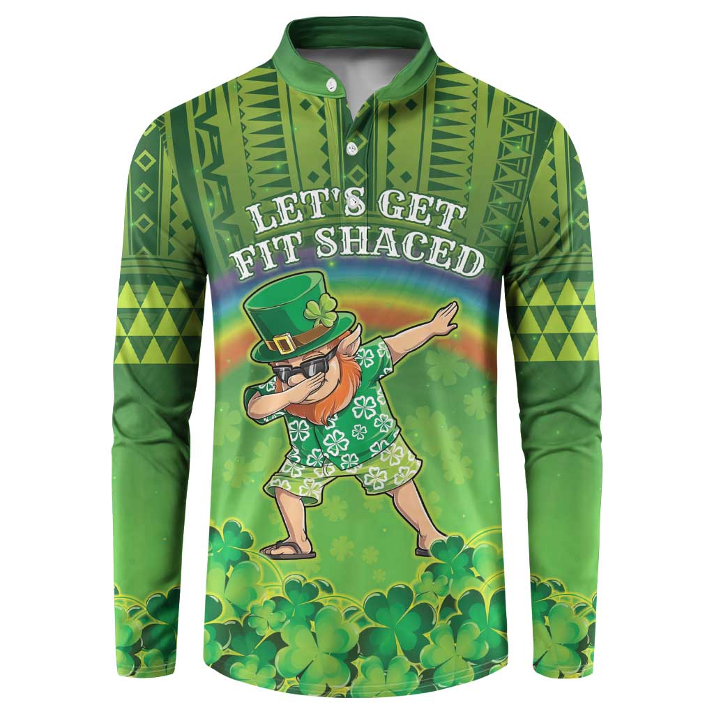 Personalised Hawaii Saint Patrick's Day Button Sweatshirt Let's Get Fit Shaced LT05 Green - Polynesian Pride