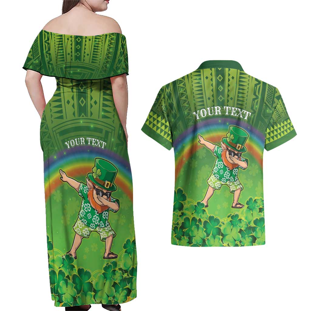 Personalised Hawaii Saint Patrick's Day Couples Matching Off Shoulder Maxi Dress and Hawaiian Shirt Let's Get Fit Shaced