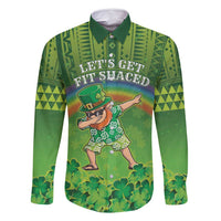 Personalised Hawaii Saint Patrick's Day Family Matching Long Sleeve Bodycon Dress and Hawaiian Shirt Let's Get Fit Shaced LT05 Dad's Shirt - Long Sleeve Green - Polynesian Pride
