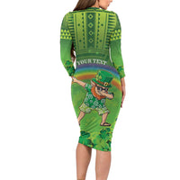 Personalised Hawaii Saint Patrick's Day Family Matching Long Sleeve Bodycon Dress and Hawaiian Shirt Let's Get Fit Shaced LT05 - Polynesian Pride