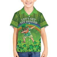 Personalised Hawaii Saint Patrick's Day Family Matching Long Sleeve Bodycon Dress and Hawaiian Shirt Let's Get Fit Shaced LT05 Son's Shirt Green - Polynesian Pride