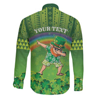 Personalised Hawaii Saint Patrick's Day Family Matching Off The Shoulder Long Sleeve Dress and Hawaiian Shirt Let's Get Fit Shaced