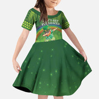 Personalised Hawaii Saint Patrick's Day Family Matching Short Sleeve Bodycon Dress and Hawaiian Shirt Let's Get Fit Shaced LT05 Daughter's Dress Green - Polynesian Pride