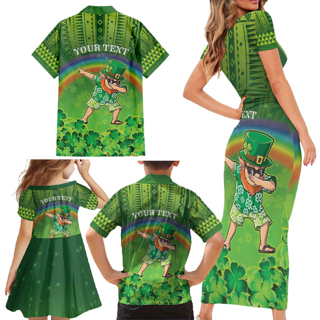 Personalised Hawaii Saint Patrick's Day Family Matching Short Sleeve Bodycon Dress and Hawaiian Shirt Let's Get Fit Shaced LT05 - Polynesian Pride