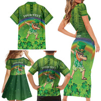 Personalised Hawaii Saint Patrick's Day Family Matching Short Sleeve Bodycon Dress and Hawaiian Shirt Let's Get Fit Shaced LT05 - Polynesian Pride