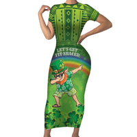 Personalised Hawaii Saint Patrick's Day Family Matching Short Sleeve Bodycon Dress and Hawaiian Shirt Let's Get Fit Shaced LT05 Mom's Dress Green - Polynesian Pride