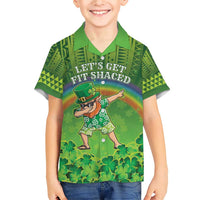 Personalised Hawaii Saint Patrick's Day Family Matching Short Sleeve Bodycon Dress and Hawaiian Shirt Let's Get Fit Shaced LT05 Son's Shirt Green - Polynesian Pride