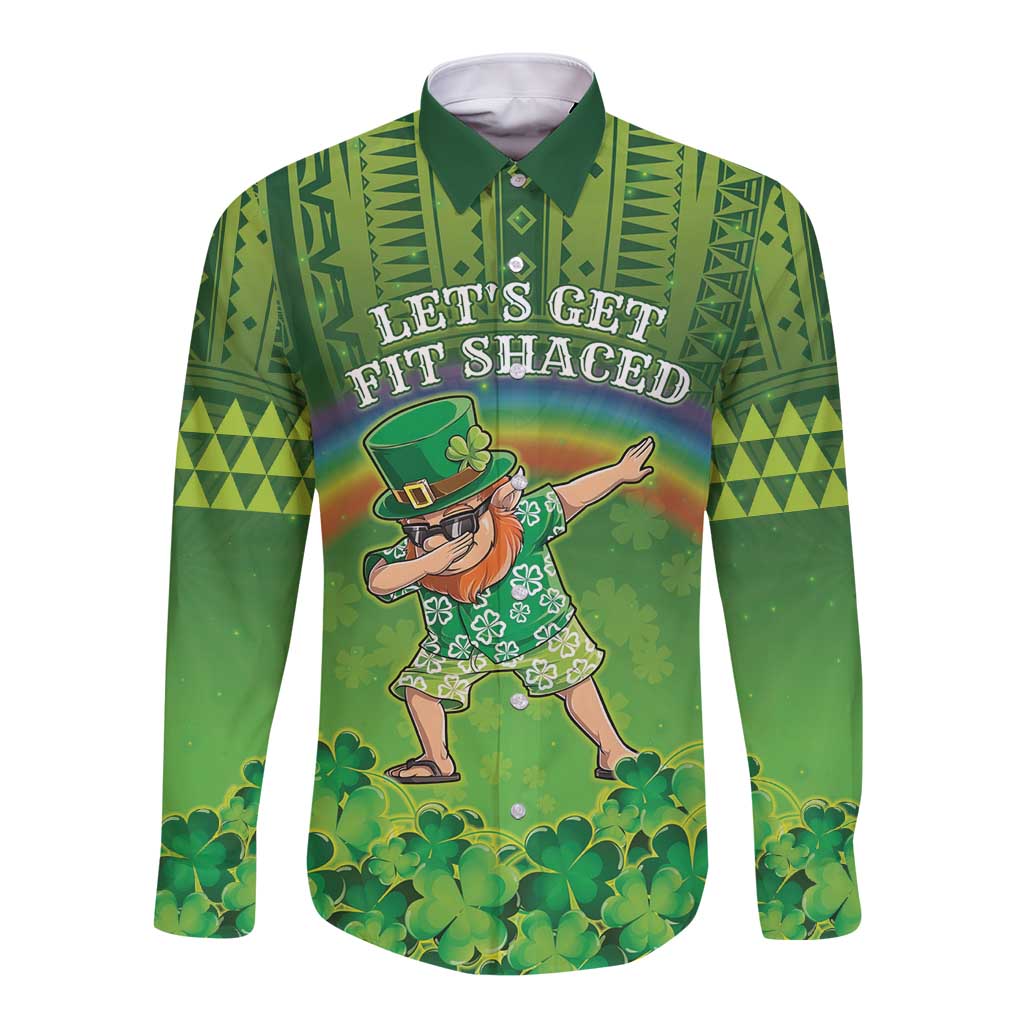 Personalised Hawaii Saint Patrick's Day Long Sleeve Button Shirt Let's Get Fit Shaced