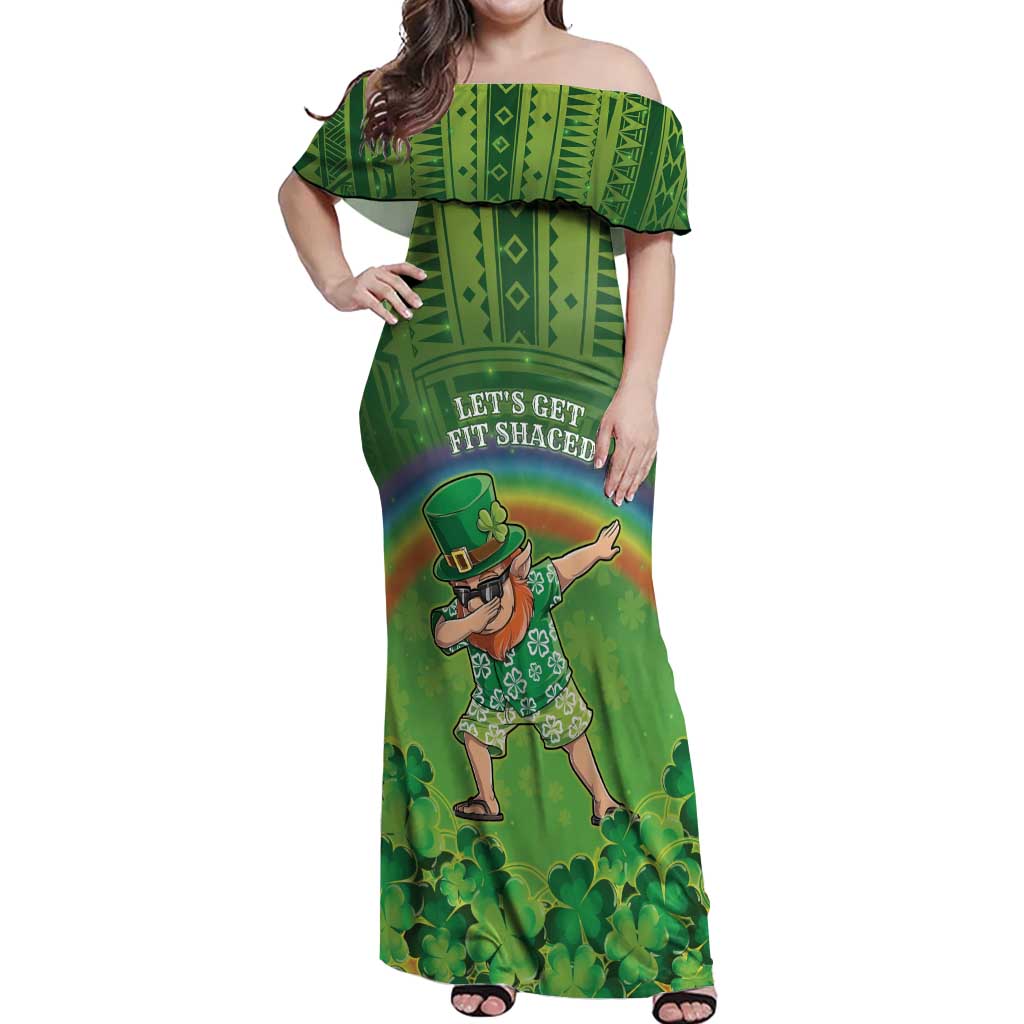 Personalised Hawaii Saint Patrick's Day Off Shoulder Maxi Dress Let's Get Fit Shaced