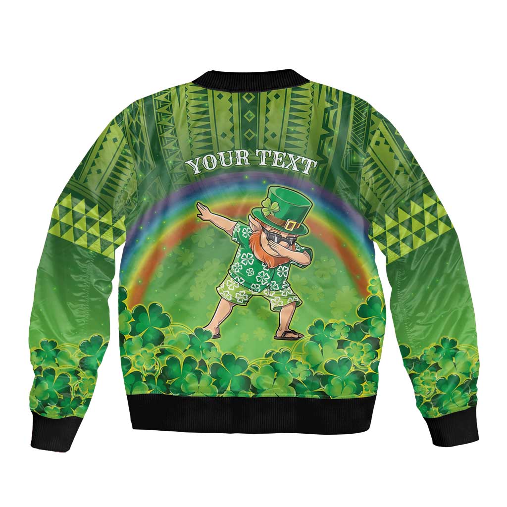 Personalised Hawaii Saint Patrick's Day Sleeve Zip Bomber Jacket Let's Get Fit Shaced LT05 - Polynesian Pride