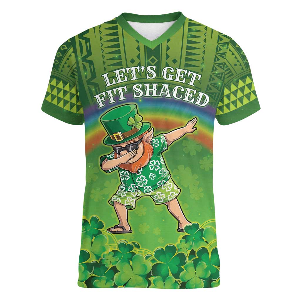 Personalised Hawaii Saint Patrick's Day Women V-Neck T-Shirt Let's Get Fit Shaced