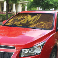 Hawaii Mililani High School Auto Sun Shade Tribal Tattoo With Hibiscus Flowers