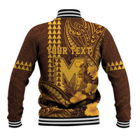 Personalised Hawaii Mililani High School Baseball Jacket Tribal Tattoo With Hibiscus Flowers