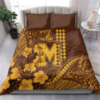 Hawaii Mililani High School Bedding Set Tribal Tattoo With Hibiscus Flowers