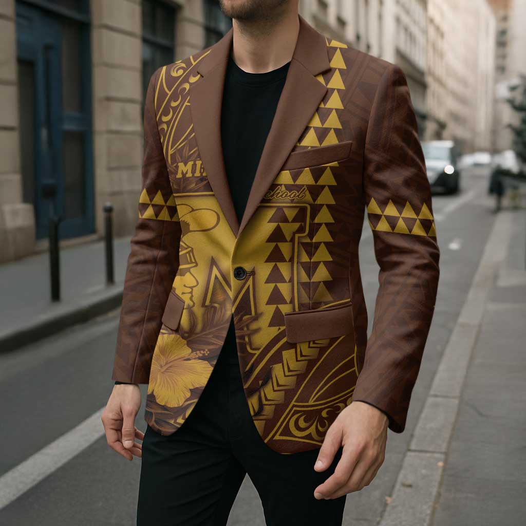 Personalised Hawaii Mililani High School Blazer Tribal Tattoo With Hibiscus Flowers