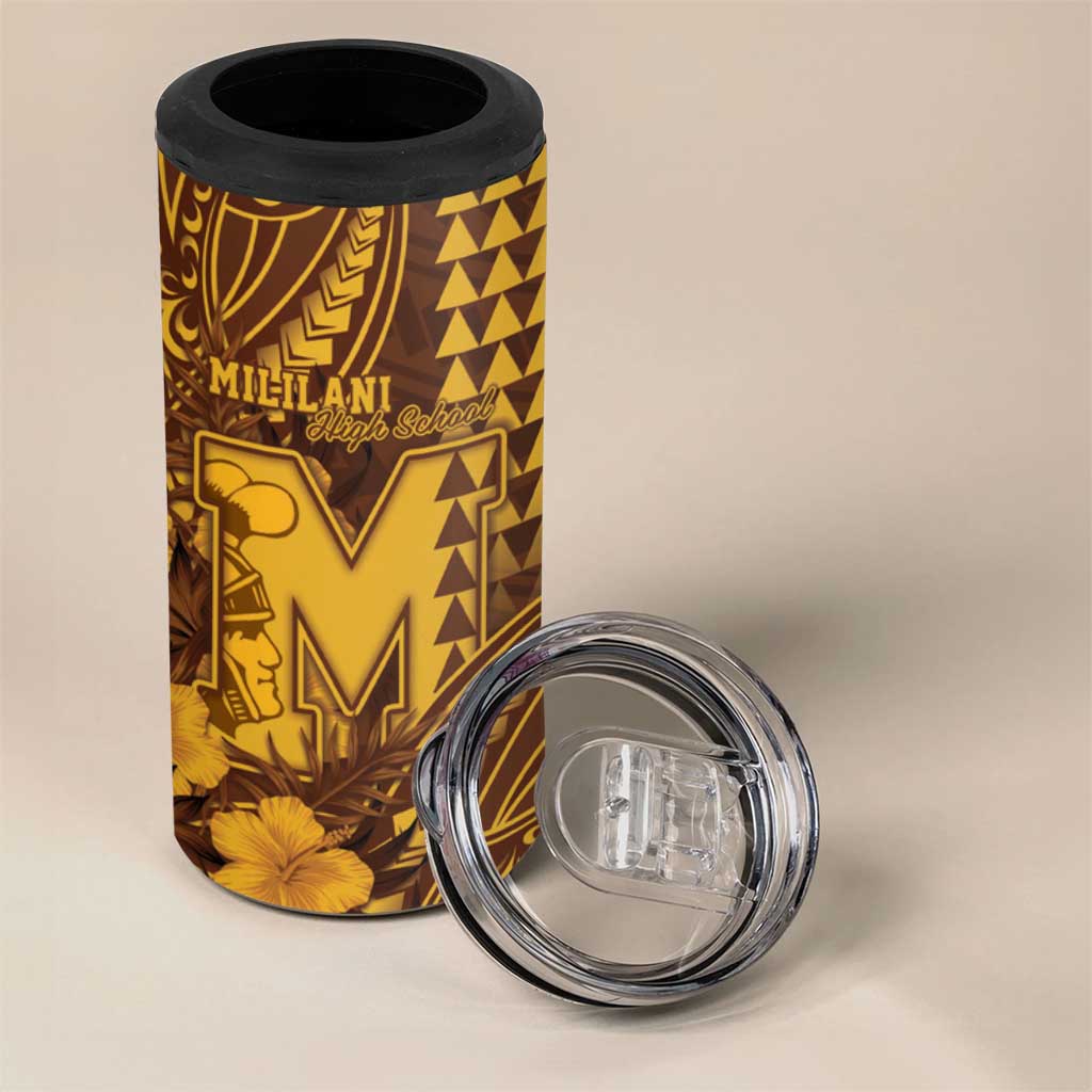 Personalised Hawaii Mililani High School 4 in 1 Can Cooler Tumbler Tribal Tattoo With Hibiscus Flowers LT05 - Polynesian Pride