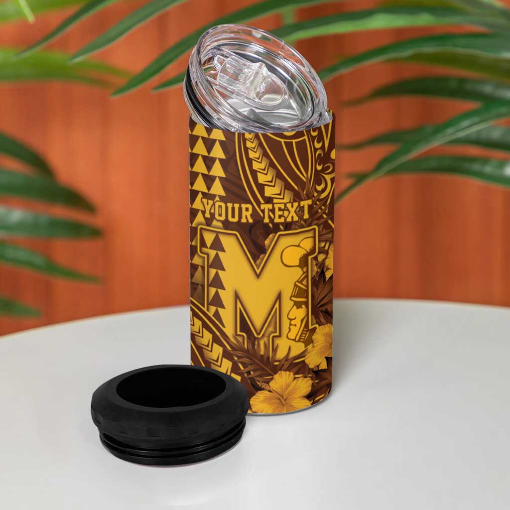 Personalised Hawaii Mililani High School 4 in 1 Can Cooler Tumbler Tribal Tattoo With Hibiscus Flowers LT05 - Polynesian Pride