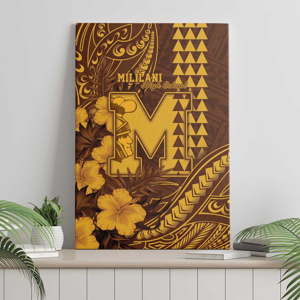 Hawaii Mililani High School Canvas Wall Art Tribal Tattoo With Hibiscus Flowers