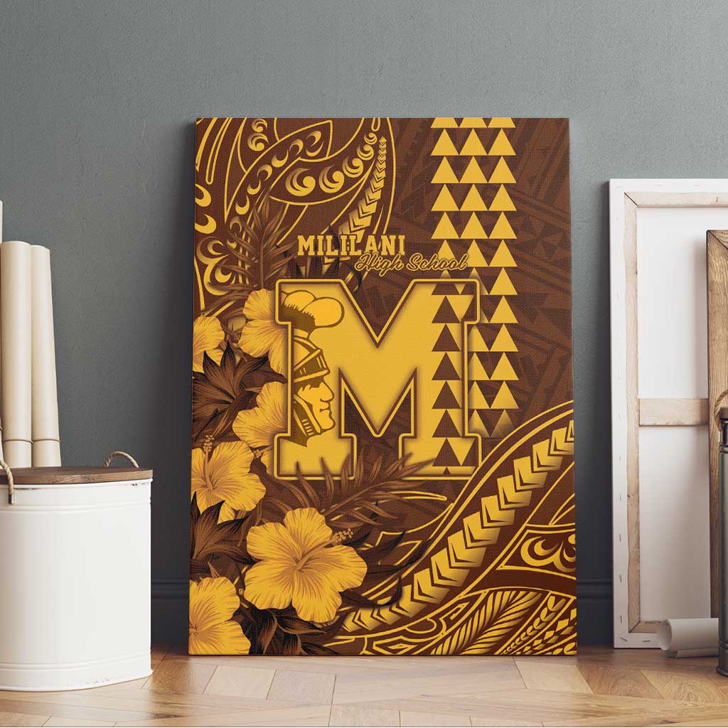 Hawaii Mililani High School Canvas Wall Art Tribal Tattoo With Hibiscus Flowers