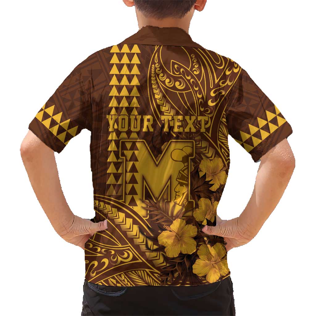 Personalised Hawaii Mililani High School Family Matching Off Shoulder Maxi Dress and Hawaiian Shirt Tribal Tattoo With Hibiscus Flowers LT05 - Polynesian Pride